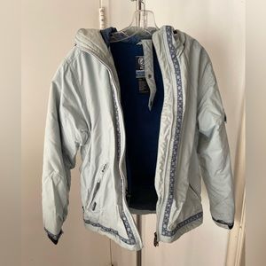 Betty Rides snowboarding jacket, light blue, size medium